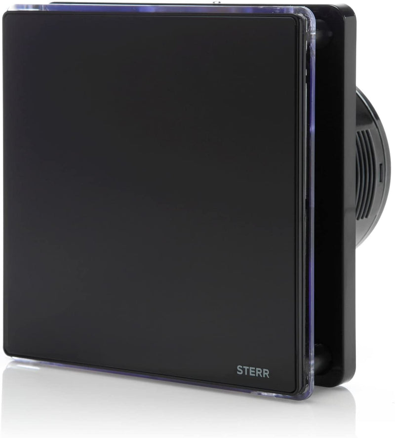 Schwarzer Badezimmer-Abluftventilator mit LED-Hintergrundbeleuchtung und Timer 100 mm / 4 "- BFS100LT-B