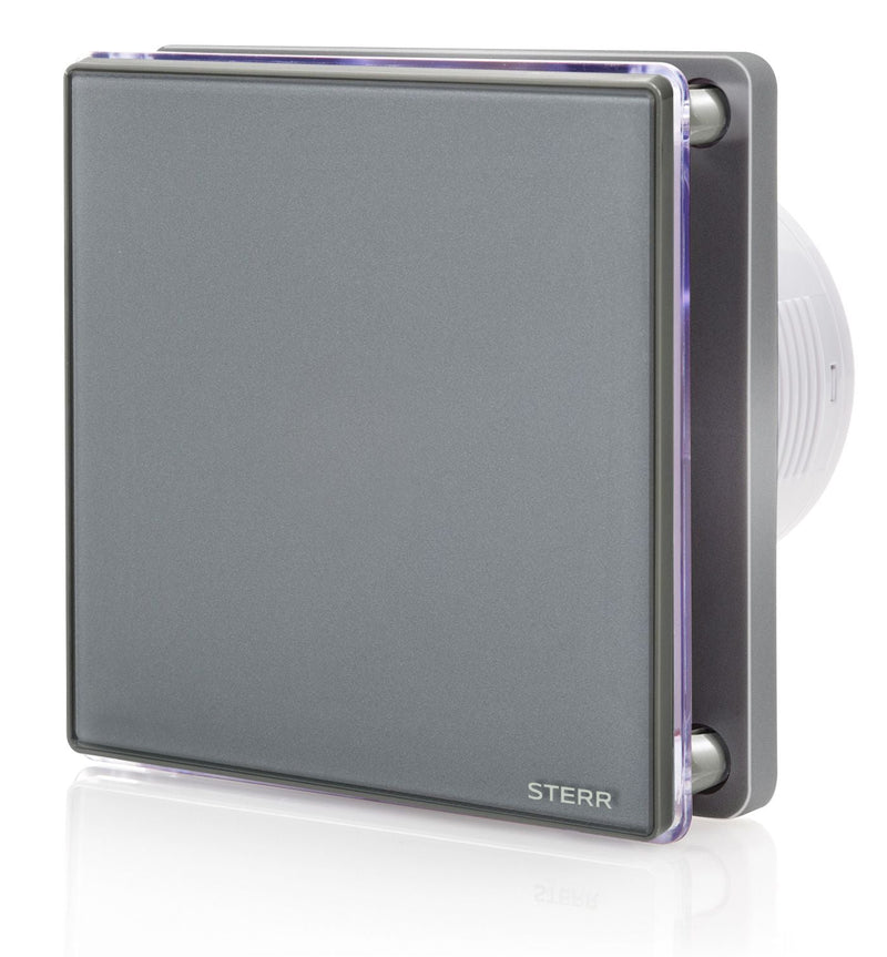 Grauer Badezimmer-Abluftventilator mit LED-Hintergrundbeleuchtung 100 mm / 4 "- BFS100L-G