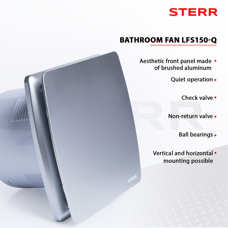 Silberner leiser Badezimmerlüfter 150 mm / 6"- LFS150-QS