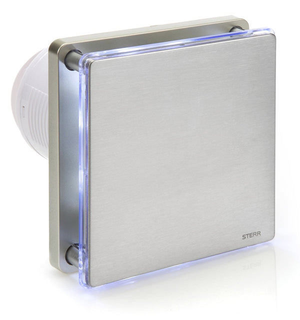 Silberner Badezimmer-Abluftventilator mit LED-Hintergrundbeleuchtung und Timer 100 mm / 4 "- BFS100LT-S