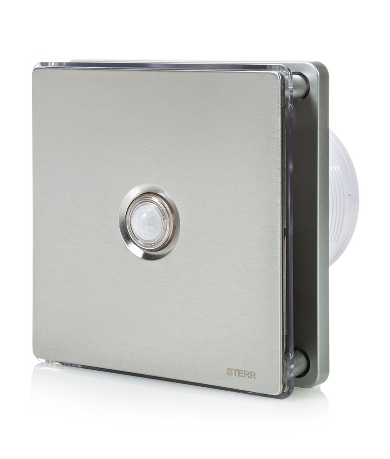 Silberner Badezimmer-Abluftventilator mit LED-Hintergrundbeleuchtung und PIR-Sensor 100 mm / 4 "- BFS100LP-S