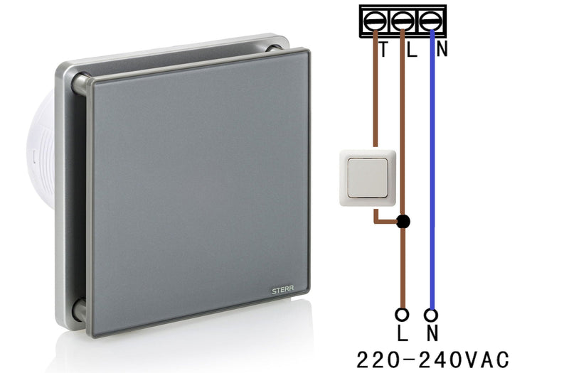 Grauer Badezimmer-Abluftventilator mit Timer 100 mm / 4 "- BFS100T-G